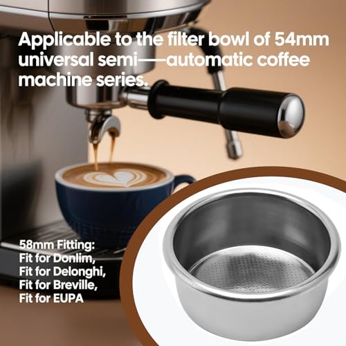 54mm Portafilter Basket - Durable Stainless Steel Coffee Filter for Double Cup Espresso Machines - Eco-Friendly & Reusable - Image 4