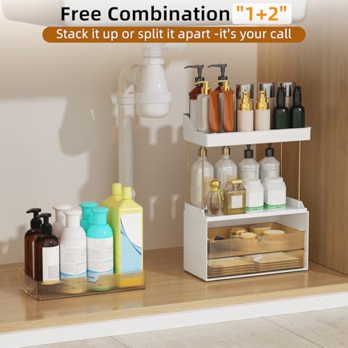 3 Drawers Makeup Organizer - 5 Tier Bathroom Organizers and Storage, Versatile Perfume Vanity Organizer, Ideal for Cosmetic, Large Skincare, Face Mask, Office Supplies, Amber - Image 6