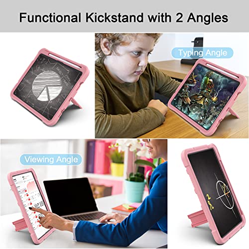 Image of Case for iPad (A16) 11th Generation 11 Inch 2025 / iPad 10th Generation 10.9 Inch 2022, [Built-in Pencil Holder] Heavy Duty Shockproof Rugged Protective Case, Rose Gold2