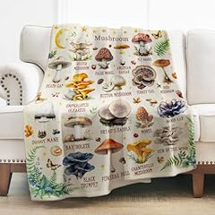 Colorful Mushrooms Illustration Throw Blankets