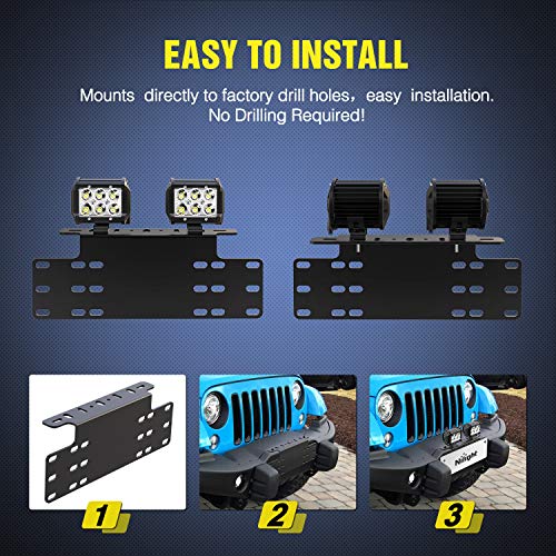 Image of Nilight 90044B Universal License Heavy Duty Steel Front Plate Mounting Bracket Holder for Off-Road LED Work Lamps Lighting Bars, 2 Years Warranty, Black