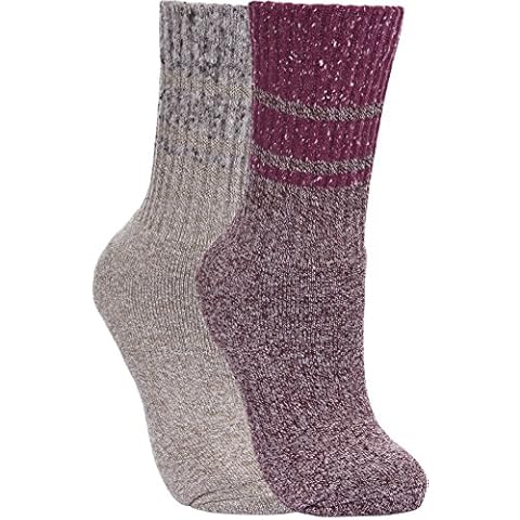 Trespass Hadley, Grape Wine/Oatmeal, 3/6, Socks (2 Pairs) for Women, UK Sizes 3-6, Multicolour Cover