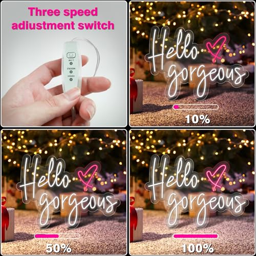 Image of Hello Gorgeous Neon Sign Light Wall Art Gifts, Neon Decorations Bar Pub Club Rave Apartment Home Decor Party Christmas Decor