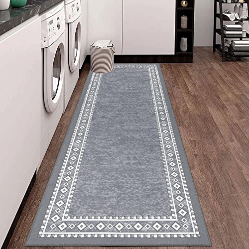 Pauwer Hallway Runner Rugs 2X6 Washable Runner Rug Grey Farmhouse Kitchen Runner Rug Vintage Laundry Room Rug Runner Non Slip Floor Carpet Runner For Kitchen Hallway Laundry #TOP2