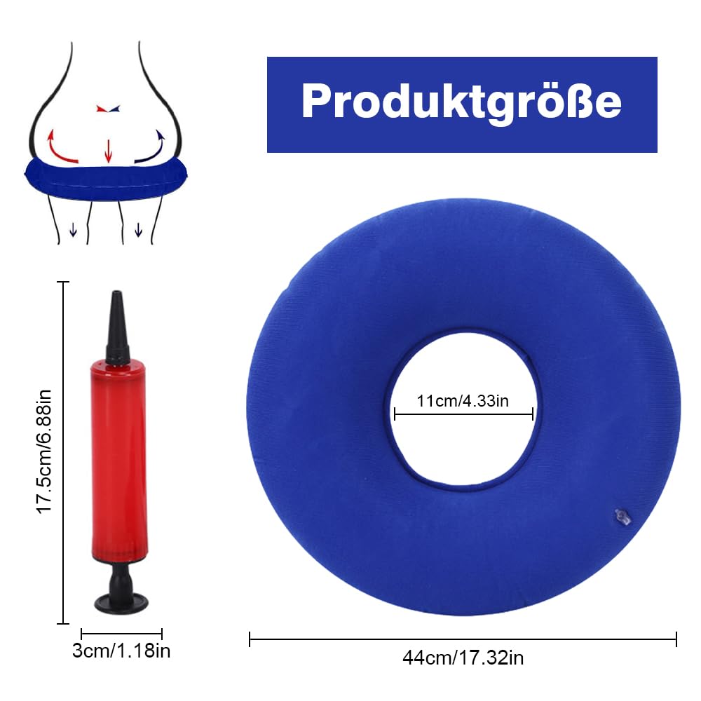Poduszka do siedzenia po op, 40 cm poduszka do siedzenia na hemoroidy ortopedyczna z pompką | Ortopedyczna poduszka do siedzenia z pompką, na hemoroidy, torbiele, stany zapalne, oddychająca, trwała, nadaje się do prania