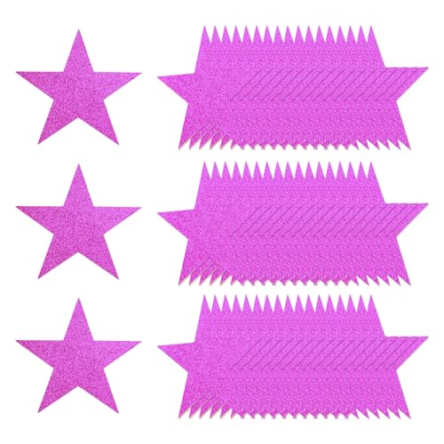 Découpes en forme d'étoile scintillante de 12,7 cm en carton rigide rose rouge | Lot de 80