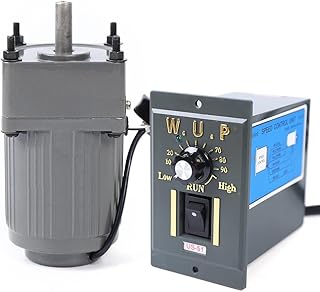 DHBREK AC Gear Motor Adjustable Variable Gear Reducer Motor 90W AC110V 1:10 135RPM Single Phase Electric Motor Reversible with Speed Controller for Industry