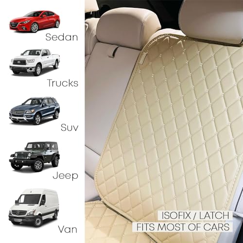 Image of MomnLittle Car Seat Cover 2 Pack Waterproof Non-Slip Car Seat Protector Mat for Child Safety Car Seat (2 Pack Beige)