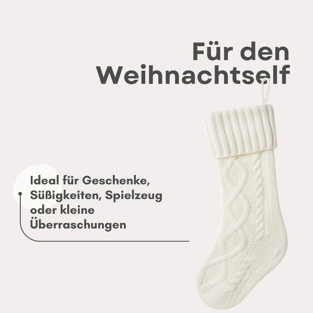 Strong Magnets Handgestrickter Nikolausstrumpf – 50 cm – Rot, Weiß und Grün – Hochwertiger Weihnachtsstrumpf – Traditionelles Design + Gratis Pinboard Magnet