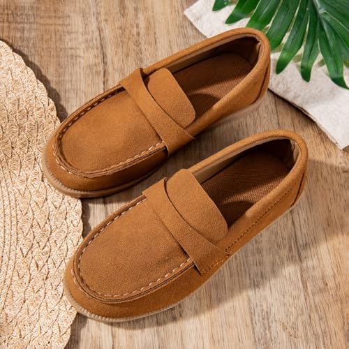 Girls Boys Slip On Driving Loafers Casual Dress Penny Flats Boat Shoes3