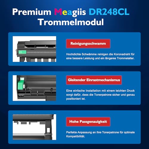 Meagiis DR248CL Trommel kompatibel für Brother DR248CL DR-248CL Trommelmodul für Brother HL-L3240CDW DCP-L3560CDW MFC-L3760CDW HL-L3215CW HL-L3220CW DCP-L3515CDW DCP-L3520CDW (4 Packung)