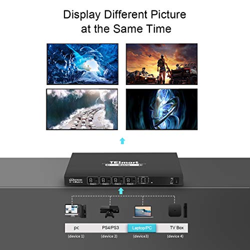 Tesmart Ultra Hd 4K Hdmi 4X4 Matrix Switcher 4 Ports Inputs And 4 Port Outputs With Rs232 Ir Remote Control Supports 4Kx2K@30Hz, Hdcp, 3D & Deep Color, Hdmi Compliant #TOP5