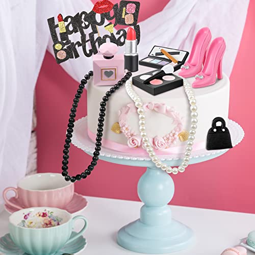 10 Pcs Makeup Cake Topper Cosmetics Birthday Makeup Cake Decorations 3D Resin Bridal Shower Cake Topper Lipstick Perfume Eye Shadow Blush Spa Theme Party Supplies For Girls Women Makeup Birthday Party #TOP1
