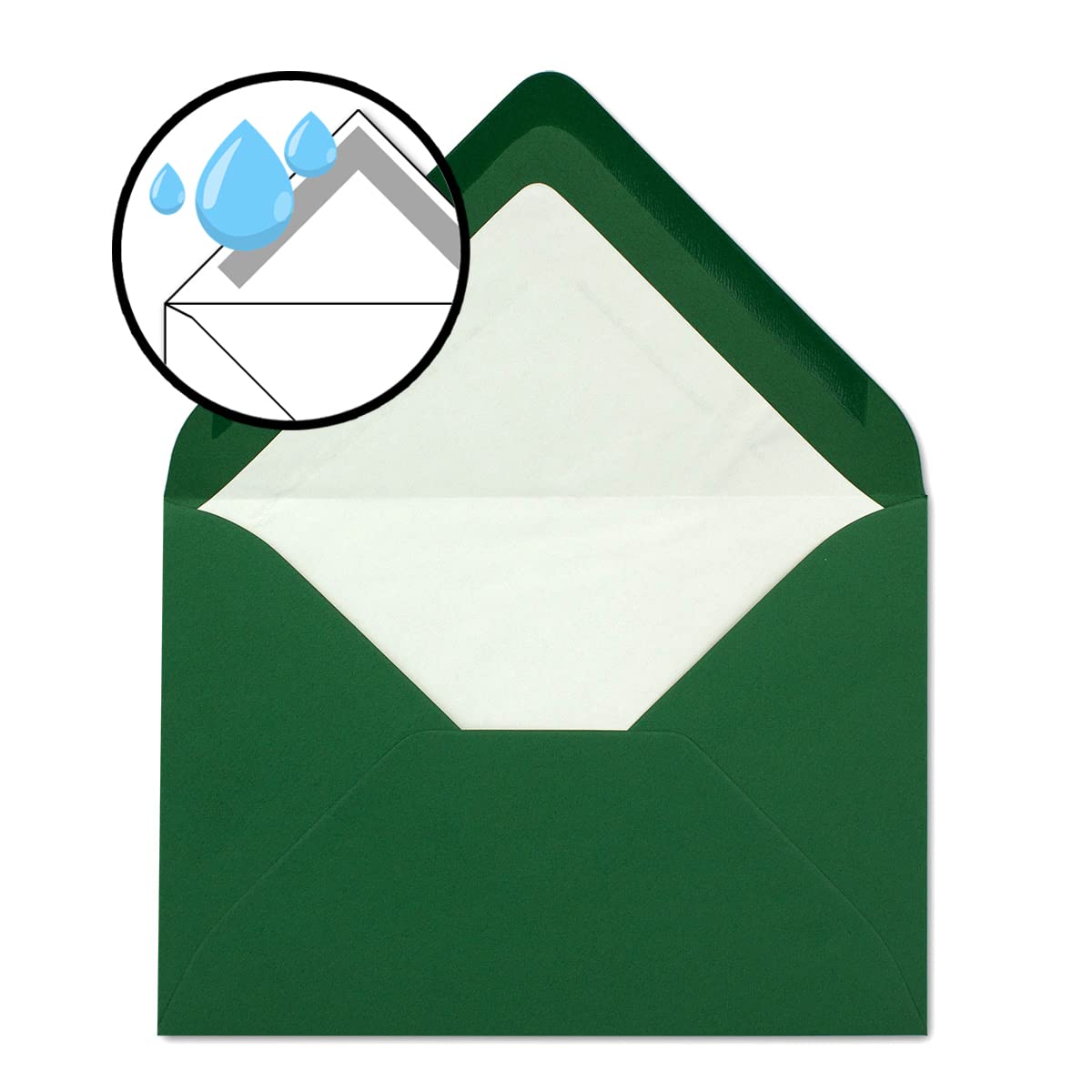 300 DIN B6 koperty ciemnozielone z białą jedwabną podszewką - 12,5 x 17,6 cm - 110 g/m² klejenie na mokro matowe bez okienka od firmy Glüxx-Agent