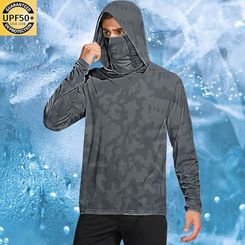 Men's Hooded Sun Protection T Shirts Long Sleeve UV Rash Guard Fishing Shirts Lightweight Quick Dry Athletic Hoodies2