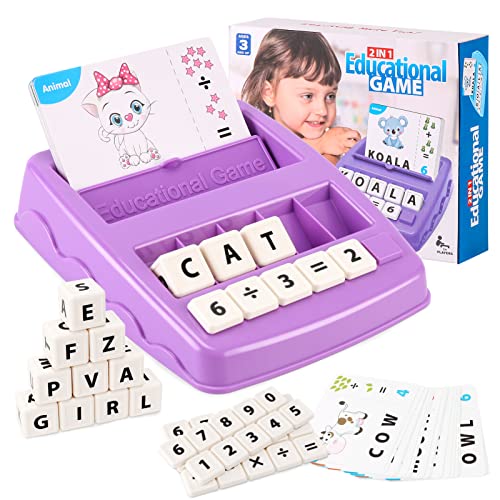 Lefree Learning Toys for 3 4 5 6 7 Year Olds, Sight Words and Math Flash Cards Matching Letter Game, Christmas Birthday Gifts for 3-6 Year Old Boys