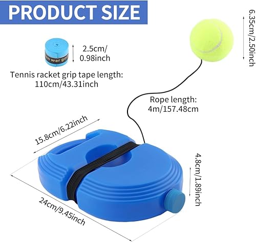 Miniatura 2 de Pelota de rebote de tenis con 3 bolas de cuerda, equipo de entrenamiento de tenis solo para principiantes, herramienta de entrenamiento de tenis de