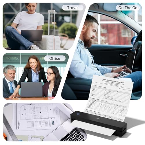 Image of HPRT Portable Thermal Printer-Inkless Printer, Supports Thermal Paper&Labels, Multi-User Bluetooth, Compatible with iOS /Android /Laptop for Home /School /Travel,MT610 Black-203dpi&200Sheets&Case Kit