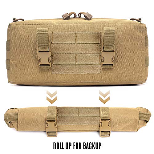 Wynex Tactical Increment Molle Pouch, Vertical Edc Utility Pouches Sling Bag Military Multi-Purpose Large Capacity With Shoulder Strap Waterproof Attachment Modular Design (Khaki (Upgraded)) #TOP2