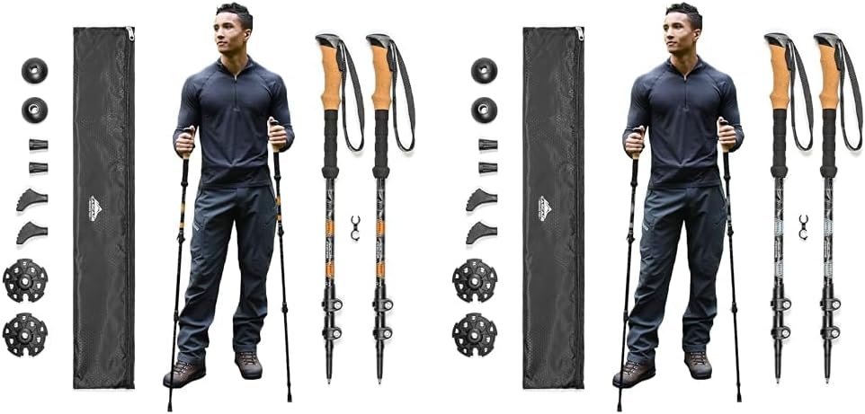 Aluminum Trekking Poles with Cork Grip & Accessory Kit