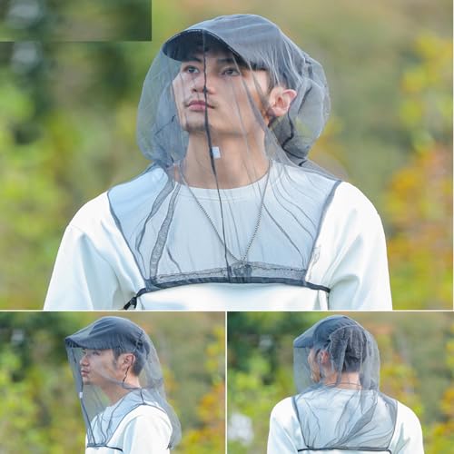 Red protectora para cabeza con correas al pecho, malla ultra grande para cubrir cara sobre sombreros, protector contra insectos para jardinería, senderismo, pesca y camping miniatura 4
