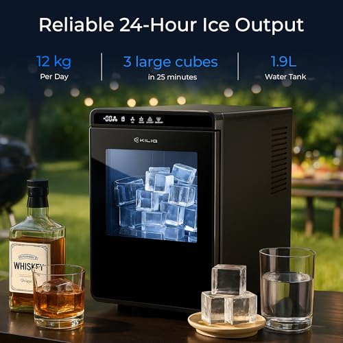 Image of KILIG SP-01 Countertop Sphere Ice Maker-5 Ice Sizes | 2L Capacity | 50mm Sphere Ice | Self-Cleaning | LED Display With Timer | Black (Q-01)