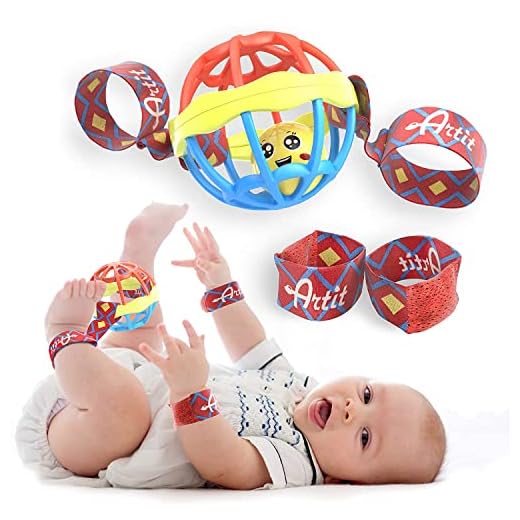 ARTIT Baby Rattle Toy Set - Unique Hand-Made Development Kit for Babies, Infants, Toddlers - Rattle Toy for Foot and Matching Noisy Wrist Rattles Bracelets for Cognitive Abilities and Motor Skills