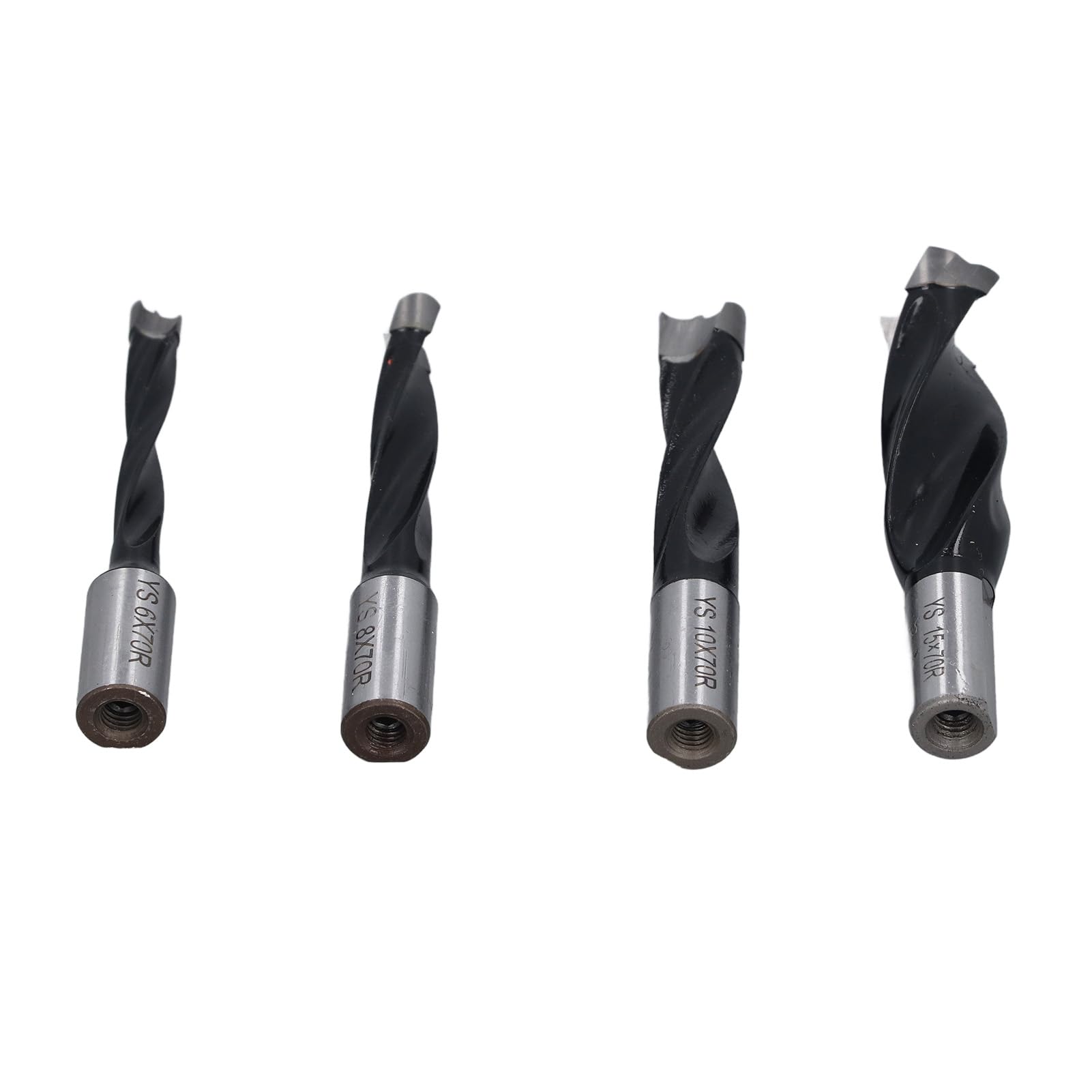 HSS End Mill Set, 4pcs HSS End Mill Set Woodworking Drilling Tool 6 8 10 15mm for Wood Processing, Model Making, Ball Door, Drawer Installation, Drill