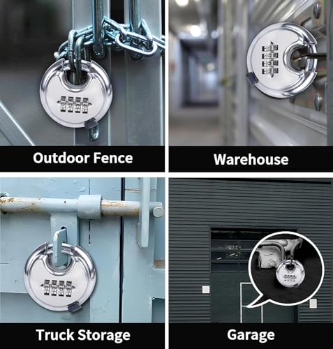 Image of Istara Combination Disc Padlock Number Lock - 70 mm for School Gym Locker, Fence, Toolbox, Gate, Case Round Combination Padlock (Silver)