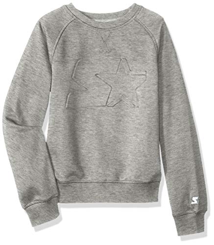 Starter Girls' Lightweight Crewneck Sweatshirt with Embossed Logo, Amazon Exclusive, Vapor Grey Heather, XL