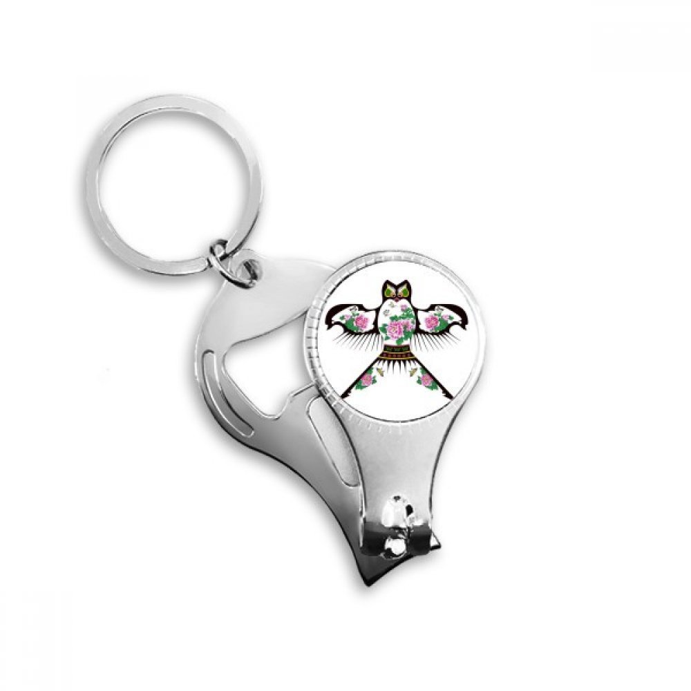Porte-clés multifonction coupe-ongles et décapsuleur à motif cerf-volant