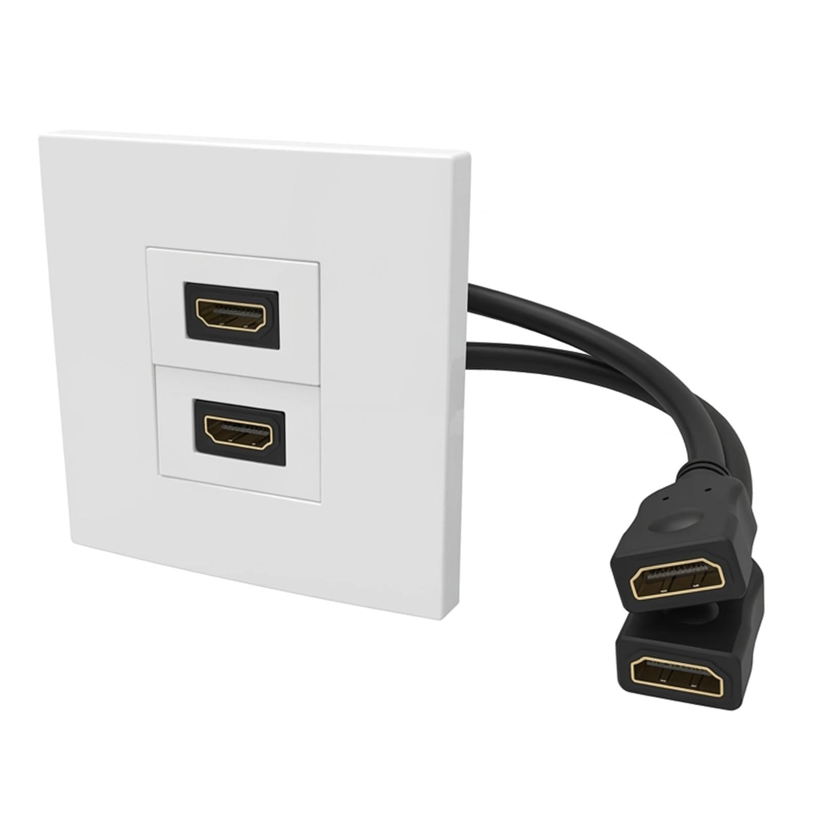 Dual Port HDMI Wall Plate, HDMI Wall Plate Faceplate with Pigtail Cable, HDMI Wall Socket Jack Outlet Decorative Face Cover Mount Panel for AV Outlet Plug Support Home Theatre, TV & Office Setup