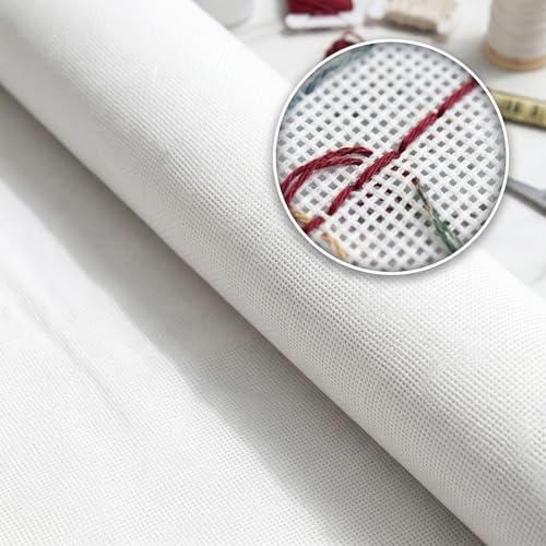Image of 18 Mesh Needlepoint Canvas Blank,18 inch x 20 inch, Interlock Needle Point Canvas Roll Blank, Cross Stitch Fabric, Cross Stitch Canvas for Embroidery Crafts