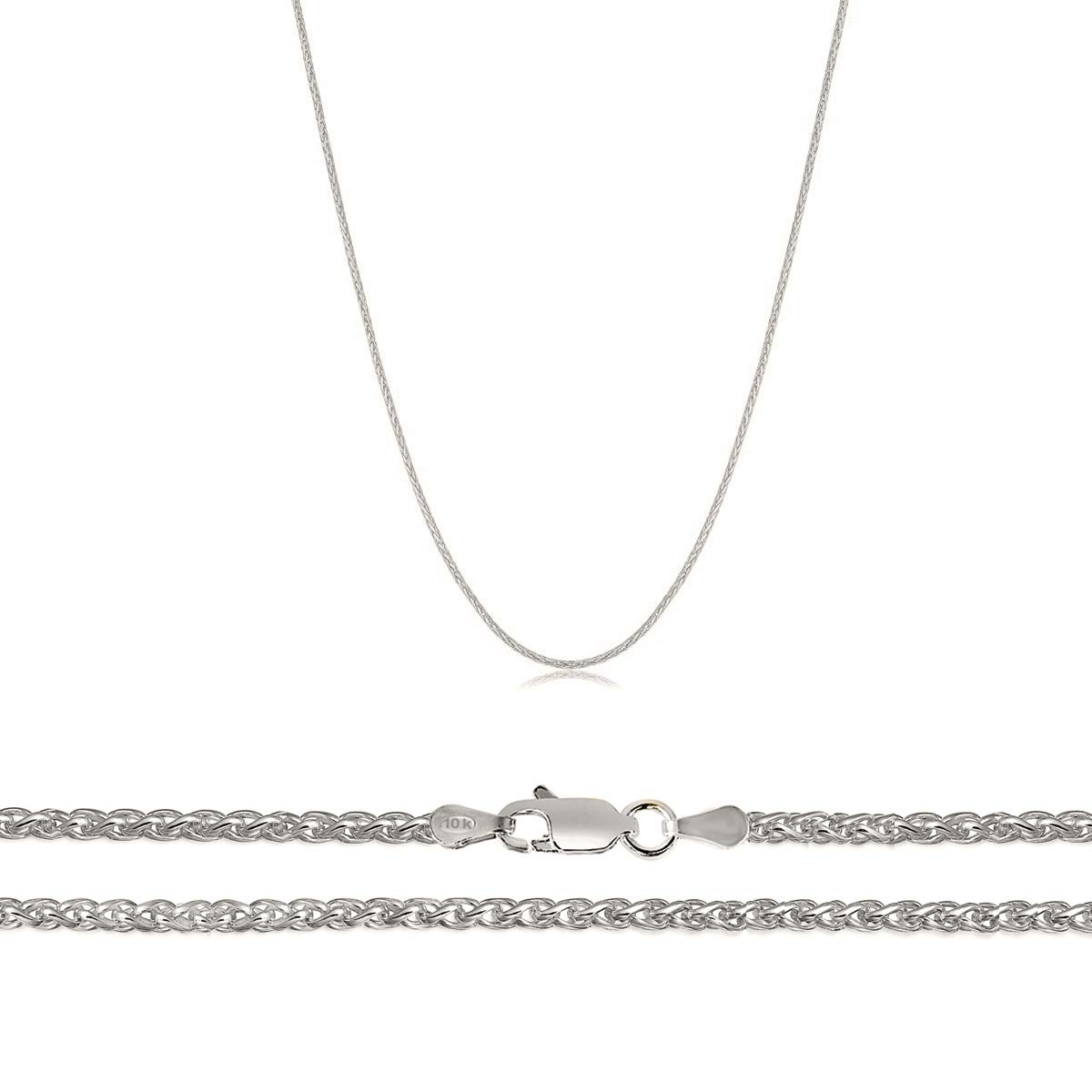 Orostar10K Solid Yellow Gold 0.7mm Diamond Cut Wheat Chain Pendant Necklace, 18"