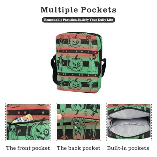 mens messenger bag crossbody Shoulder Bag For Woman Womens Cross Body Purses Adjustable Strap for Casual Casual- Gradient Halloween Green Red2