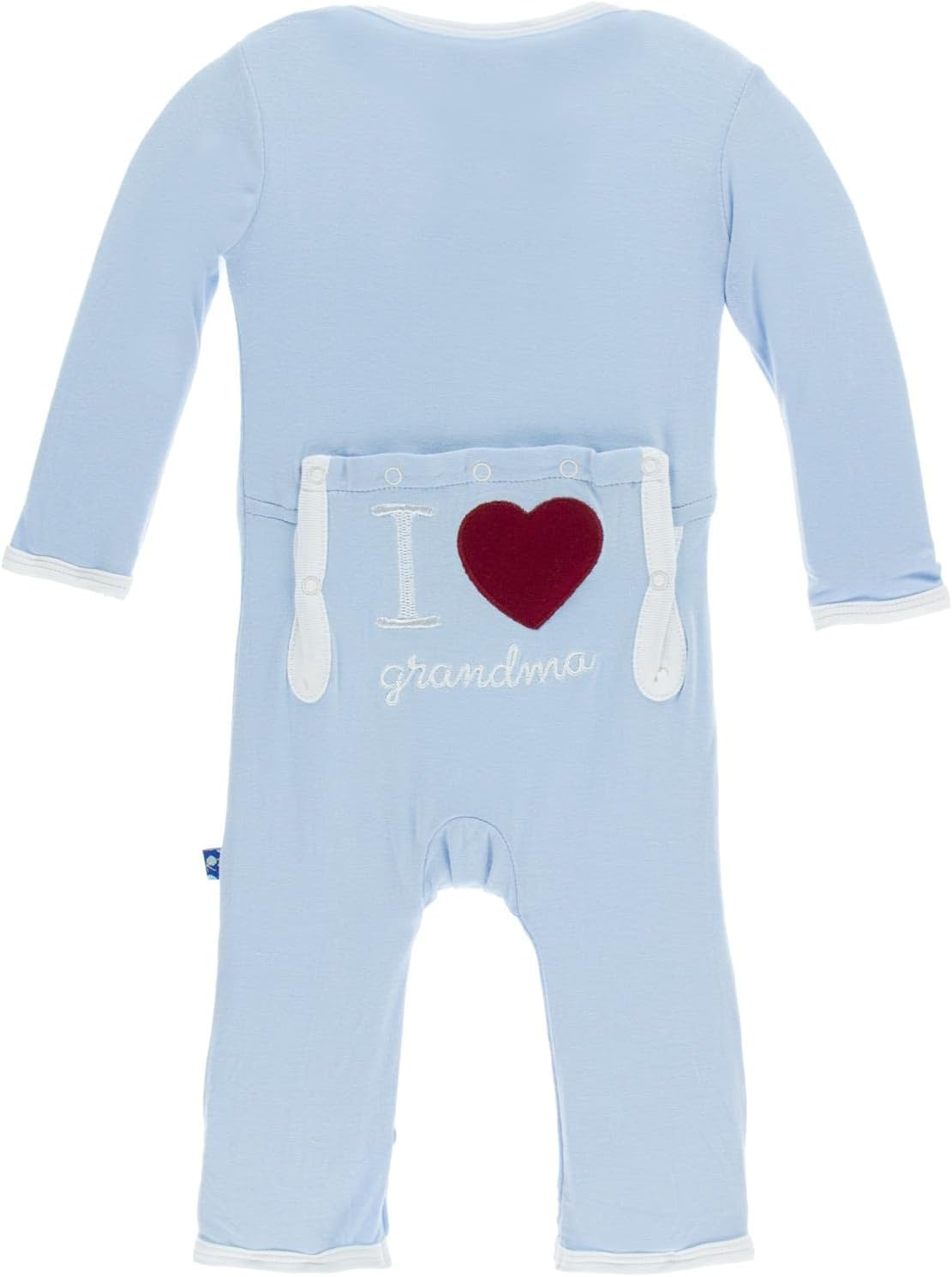 KicKee Pants I Love Grandma Coverall with Zipper, Applique Baby Romper, Back Flap One-Piece