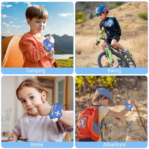 Image of Dinosaur Walkie Talkies for Kids, 2 Pack T-Rex Dino Wrist Walkie Talkies for Boys Girls Ages 3-12, 3 Channel Long Range Kids Toys for Camping Outdoor Adventures, Christmas Birthday Gifts