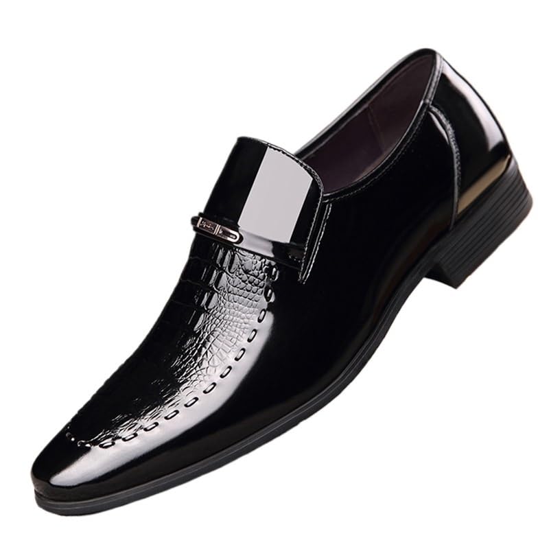 Men's Oxford Shoes Classic Leather Loafers with Business Casual Style Anti-Slip and wear-Resistant DesignCasual Wedding Faux Patent Derby Shoe