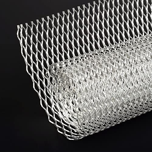 Image of AggAuto Universal 40 inchx13 inch Car Grill Mesh - Aluminum Alloy Automotive Grille Insert Bumper Seagull Hole 8x25mm, One of the Most Multifunctional Shape Grids Silver
