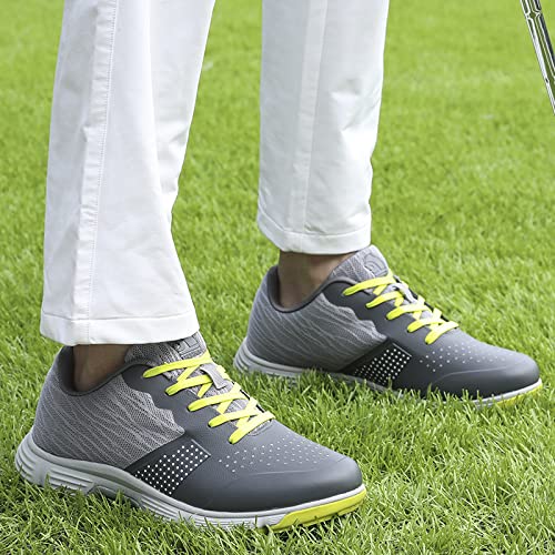 Image of THESTRON Men Golf Shoes Mesh Breathable Breathable Golf Walking Sport Sneakers 7 Spikes Golf Trainers