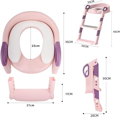 Assento Redutor Infantil Com Apoio e Suporte. Rosa e Lilas. Antiderrapante. Com Escada. Troninho. Pr
