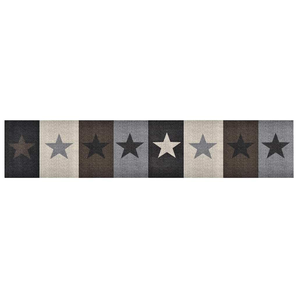 Tapis de cuisine 60x300 cm lavable et antidérapant en velours doux motif étoiles