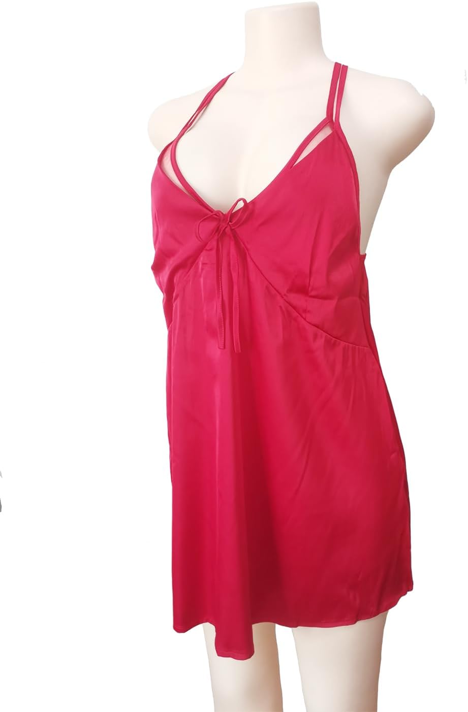 Premium | Women’s Hot Red Silk Nightwear Lingerie Slip Dress... - view 3