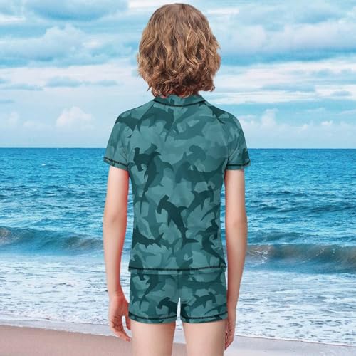 Camo Hammerhead SharksChildren's Swimsuits Boys Two Piece Suit7-9Y（120cm）2