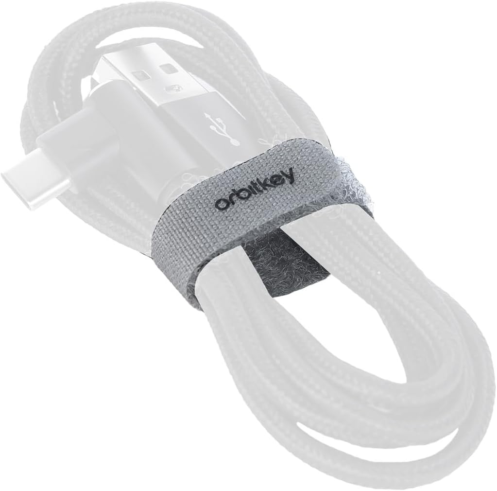 Orbitkey Cable Tie – Adjustable Hook & Loop Cord Organizer for Desk, Travel & Home – Durable Fastener for Charging Cables, Wires, Earbuds & Electronics – Eco-Friendly, Easy to Use (Pack of 6)