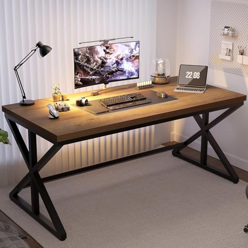 IBF Rustic Office Desk Table, Industrial Long Wood Computer Desk ...