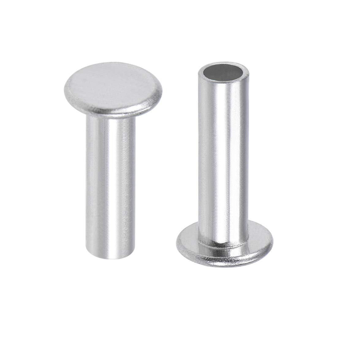 Amazon.com: uxcell 100 Pcs 4mm x 14mm Aluminum Flat Head Semi-Tubular ...