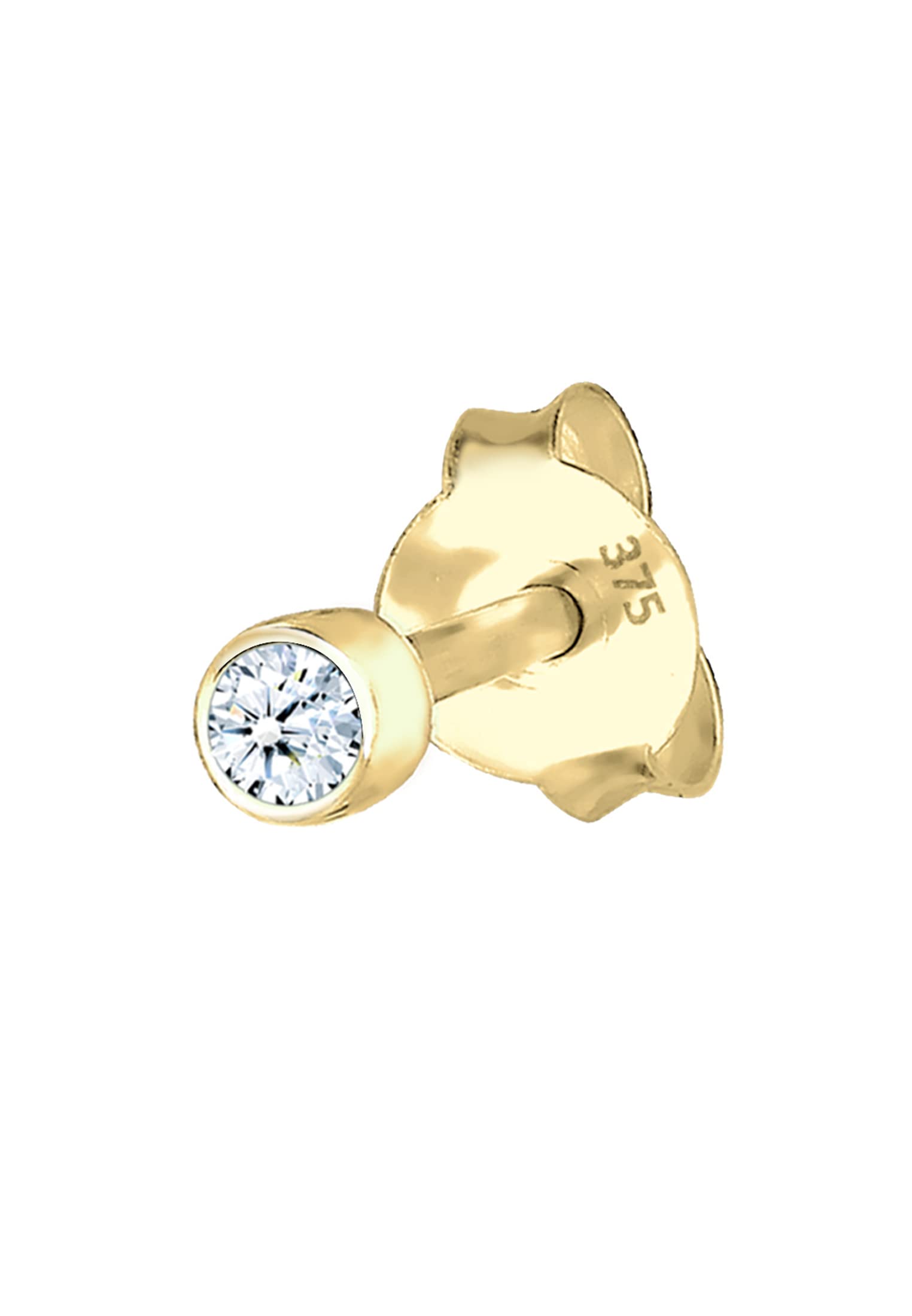 Elli DIAMONDS Ohrringe Damen Single Stecker mit Diamant (0.03ct) Basic in 375 Gelbgold