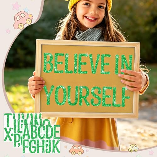 Image of Glitter Letter Stickers, 4 Inch Large Letters for Poster Board (Green) | 160 PCS,Self-Adhesive,Vinyl Alphabet Stickers,Bulletin Board Letters for Classroom,Party,DIY Crafts,Home,Office,Mailbox Decor