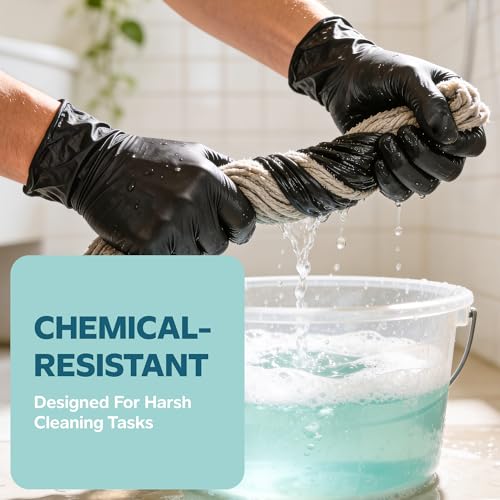 Image of GUSTO Black Nitrile Gloves - Disposable Heavy Duty 6 Mil